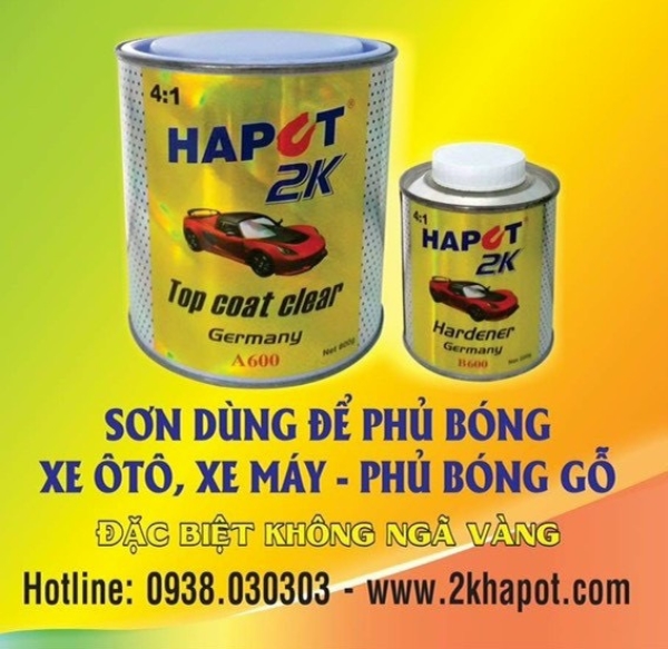 Sơn phủ bóng xe ô tô, xe máy, gỗ - Sơn 2K Hapot - Công Ty TNHH SX - TM Sơn Lộc Phát PU68 - Sài Gòn